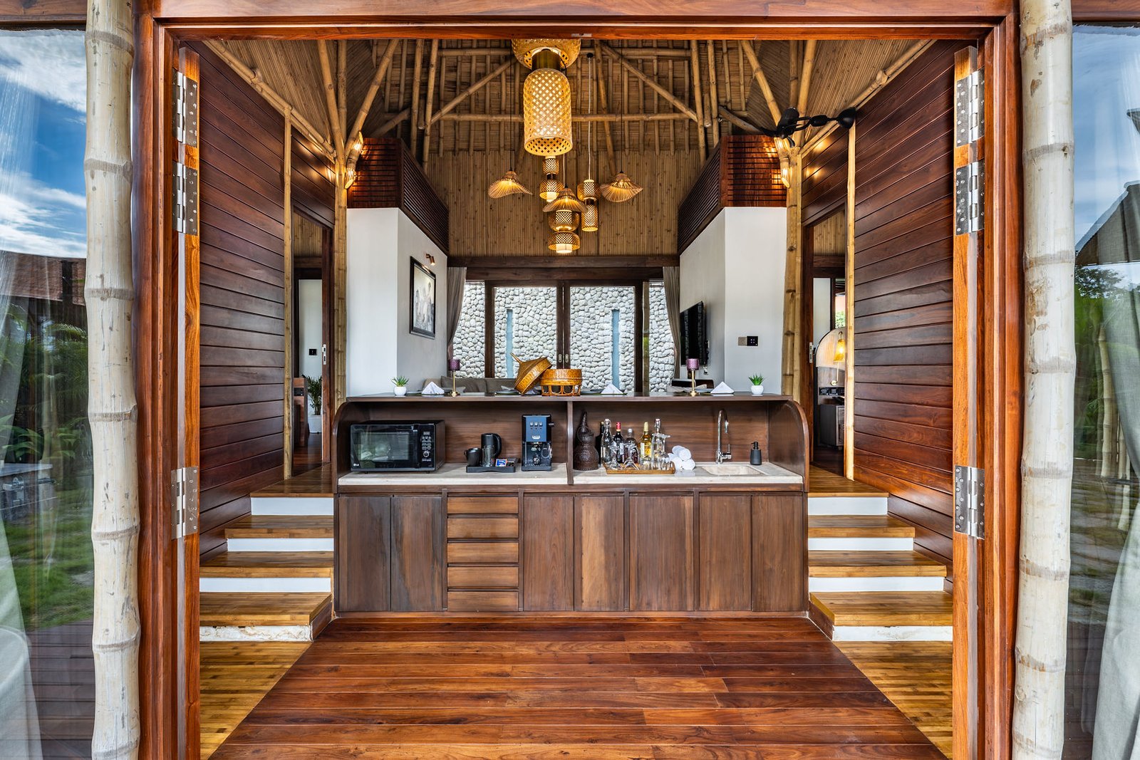 Family Pool Villa Inside view of utensils area
