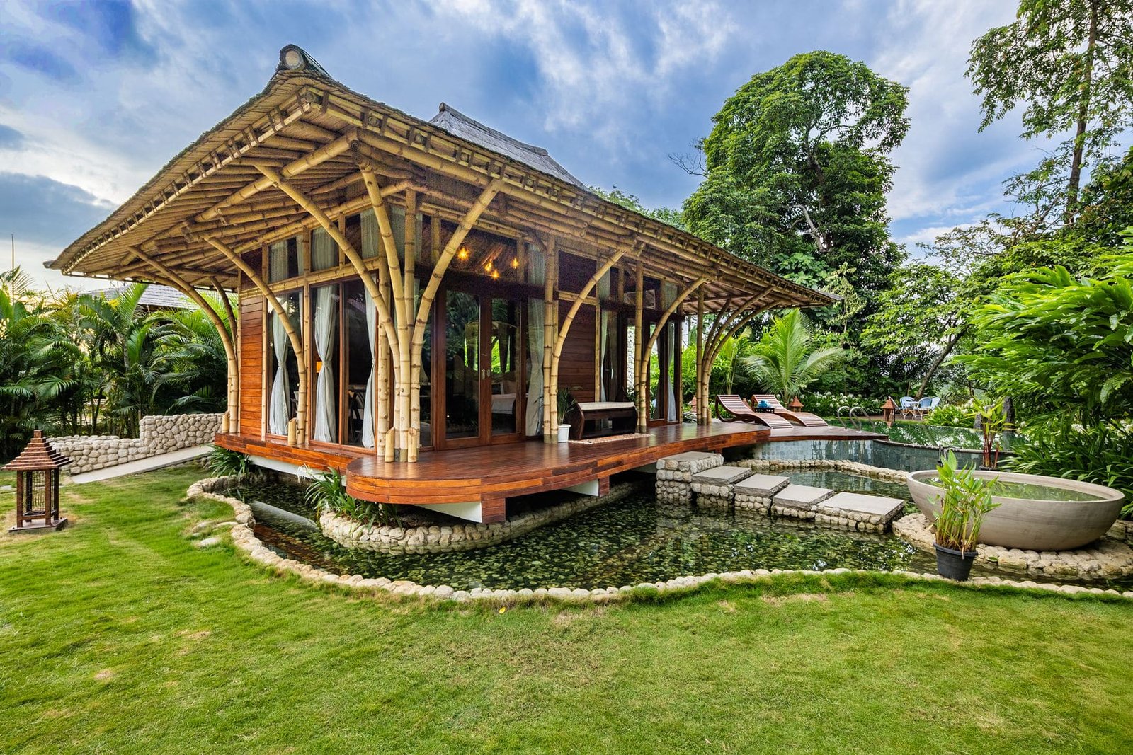 outside view of river villa from ground level