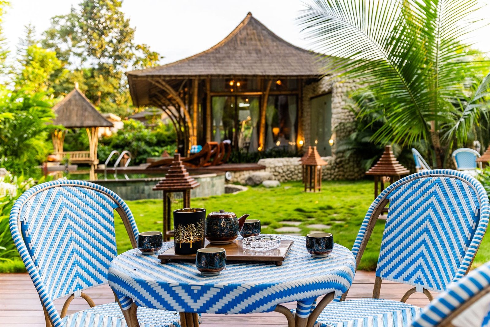 River villa view from garden sitting area